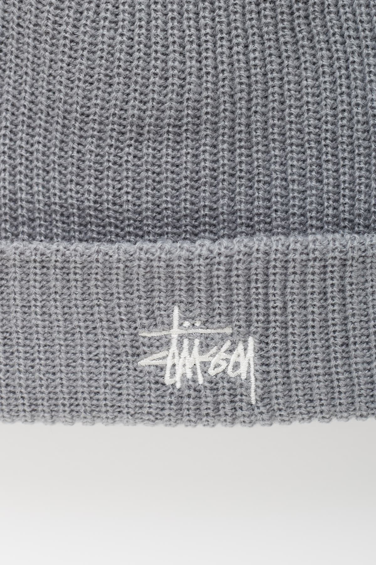 STUSSY GREY BASIC CUFF BEANIE IAMNUE