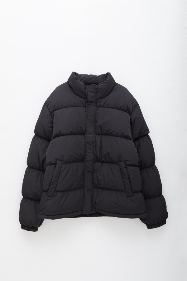 STUSSY BLACK RIPSTOP DOWN PUFFER JACKET IAMNUE