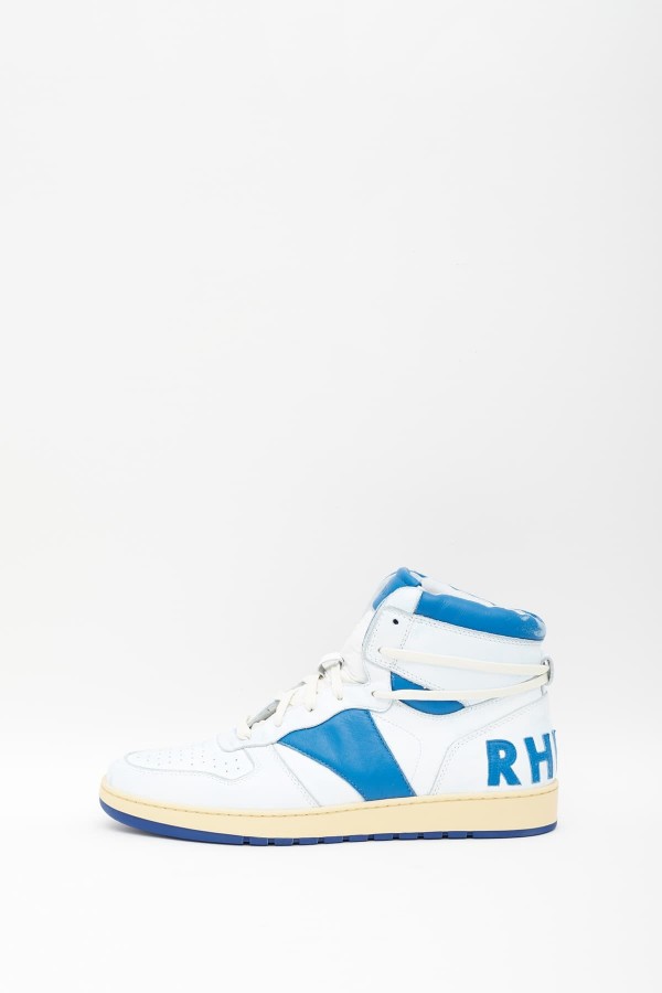 RHUDE WHITE BLUE RHECESS HI SNEAKERS IAMNUE