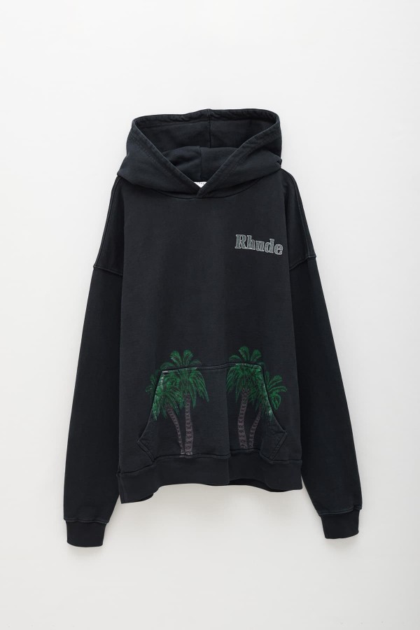 RHUDE VINTAGE BLACK PORT DE GUSTAVIA HOODIE IAMNUE