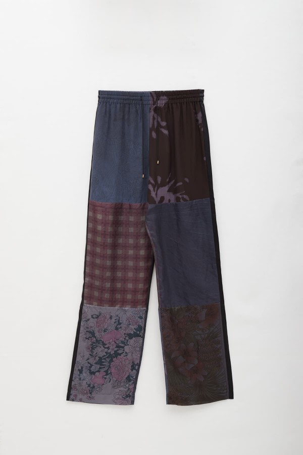 MARINE SERRE PEWTER REGENERATED SCARVES SILK PAJAMA PANTS IAMNUE