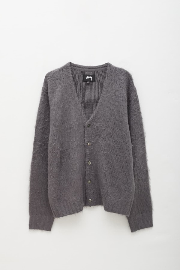 STUSSY CHARCOAL BRUSHED CARDIGAN IAMNUE