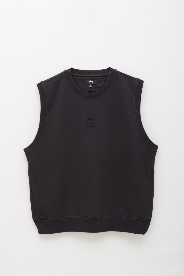 STUSSY BLACK SS-LINK FLEECE VEST IAMNUE