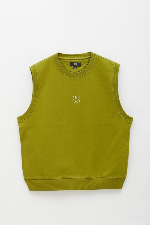 STUSSY GREEN SS-LINK FLEECE VEST IAMNUE