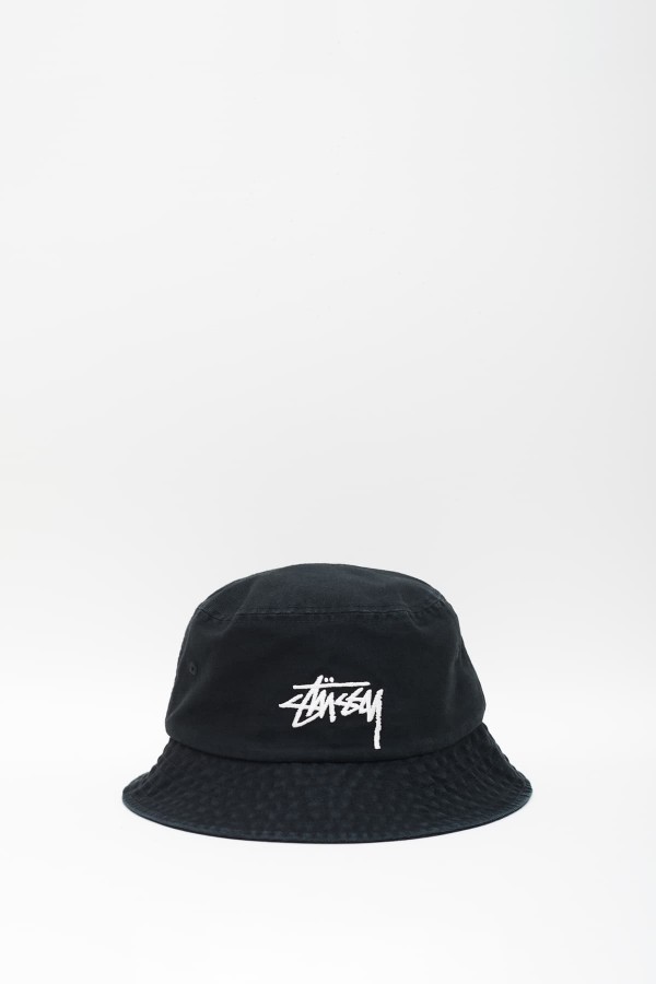 STUSSY BLACK BIG STOCK BUCKET HAT IAMNUE