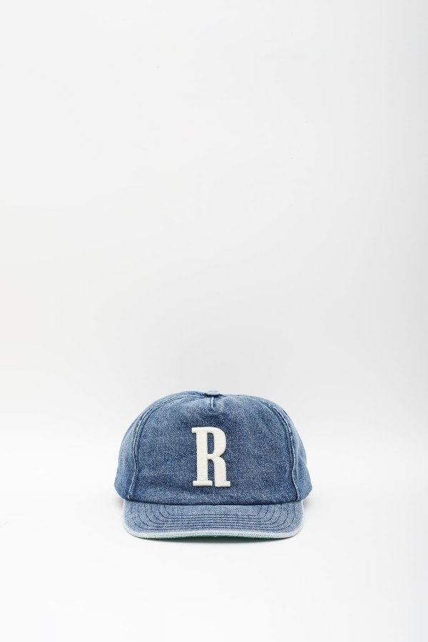 RHUDE INDIGO R LOGO DENIM HAT IAMNUE