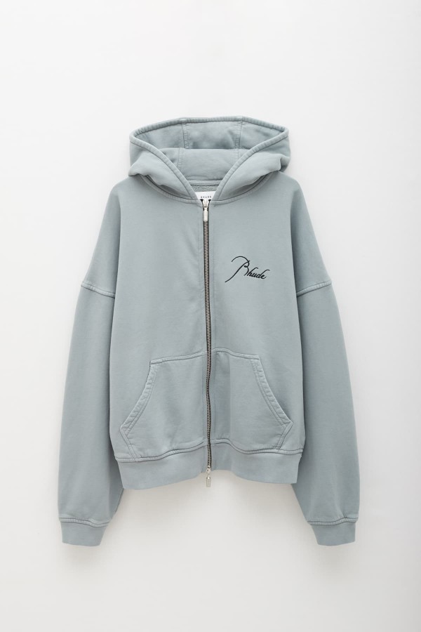 RHUDE VINTAGE SAGE ZIP UP HOODIE IAMNUE