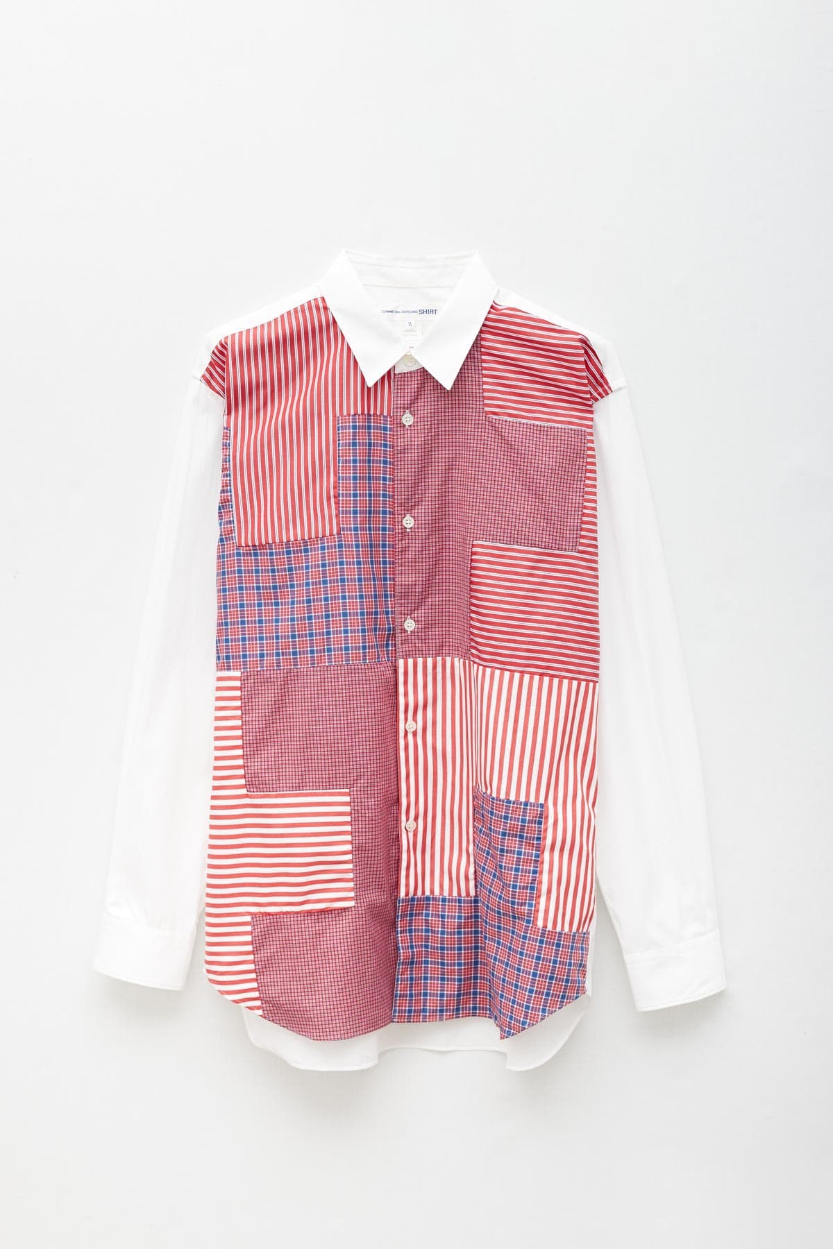 COMME DES GARCONS SHIRT WHITE RED PATCHWORK SHIRT IAMNUE