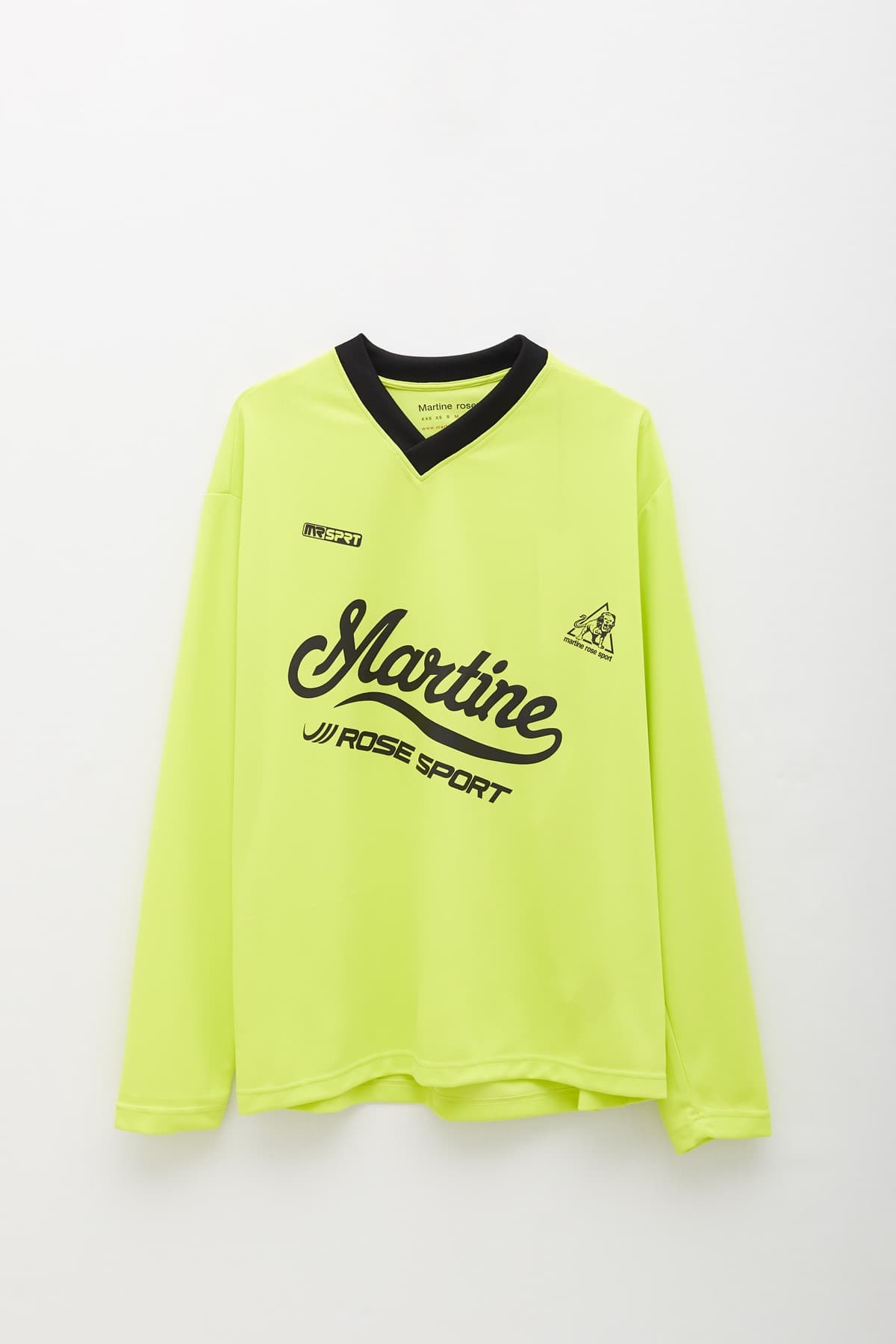 MARTINE ROSE FLUORESCENT YELLOW LS TWIST FOOTBALL T-SHIRT IAMNUE