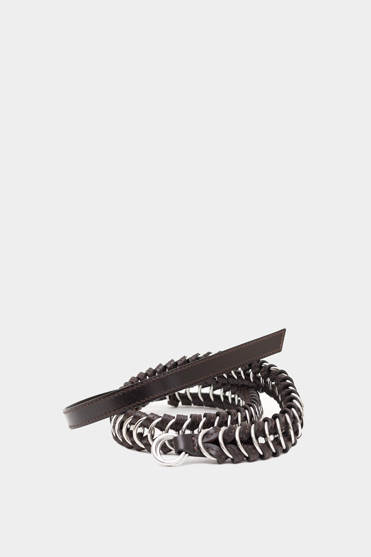 LEMAIRE DARK BROWN BRAIDED RING BELT IAMNUE