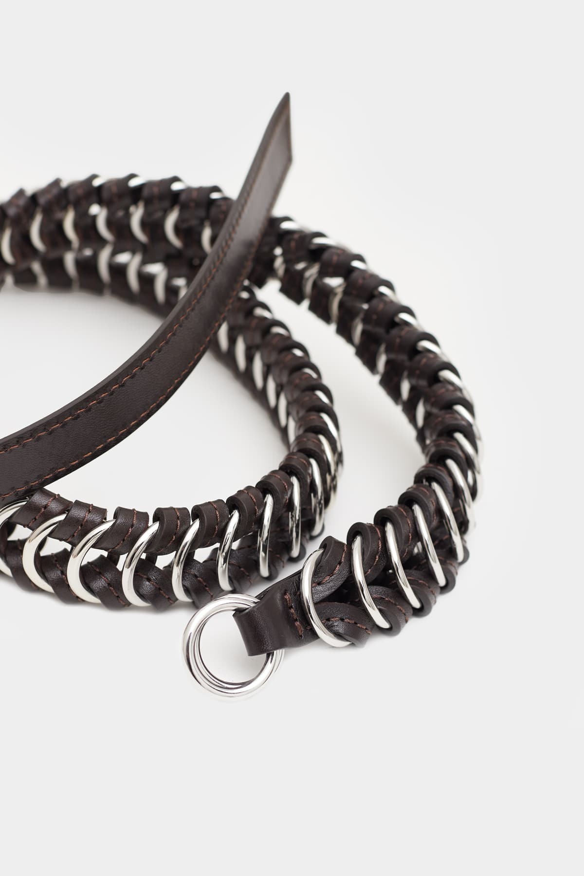LEMAIRE DARK BROWN BRAIDED RING BELT IAMNUE