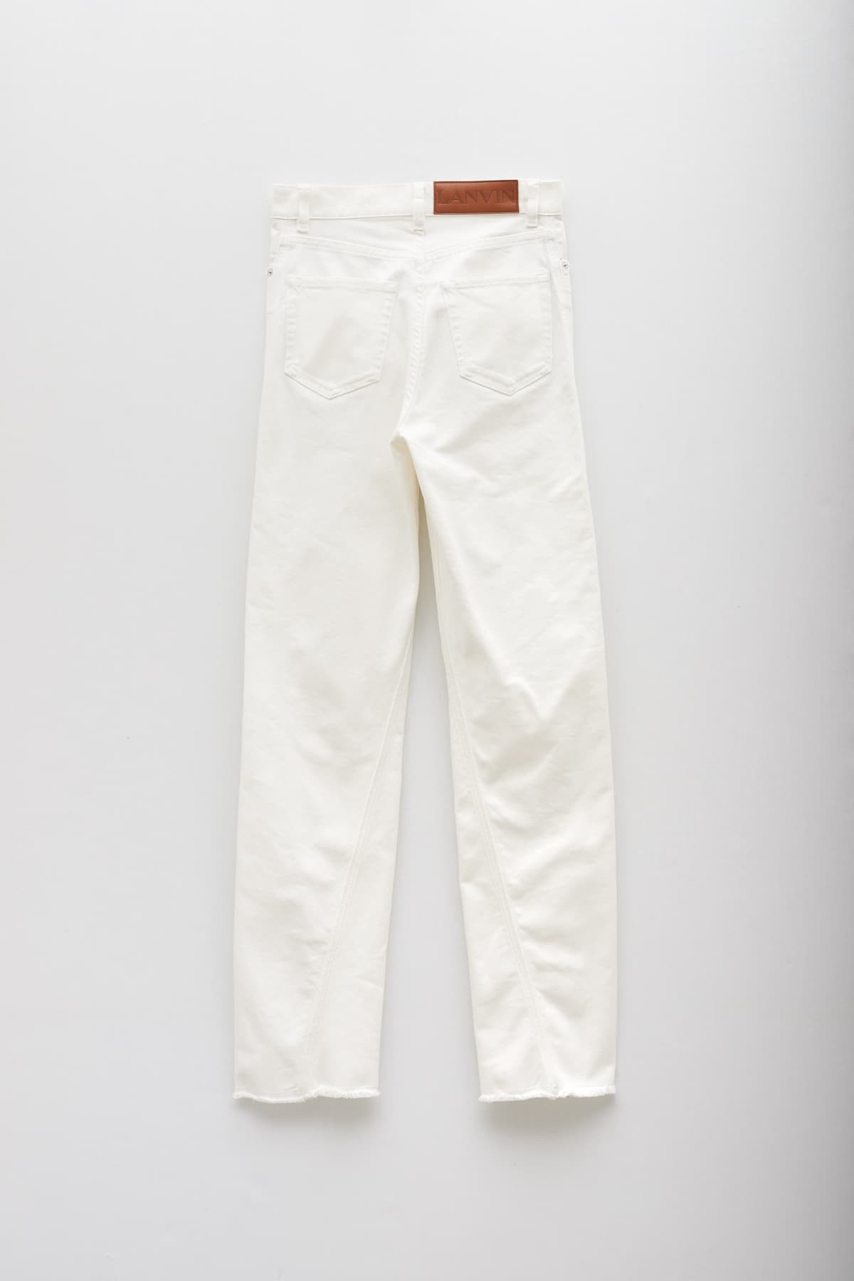 LANVIN OPTIC WHITE DENIM TWISTED REGULAR PANT IAMNUE