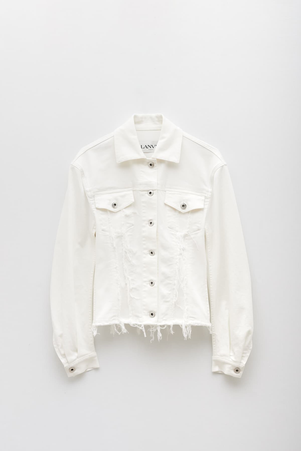 LANVIN OPTIC WHITE DENIM FITTED JACKET IAMNUE