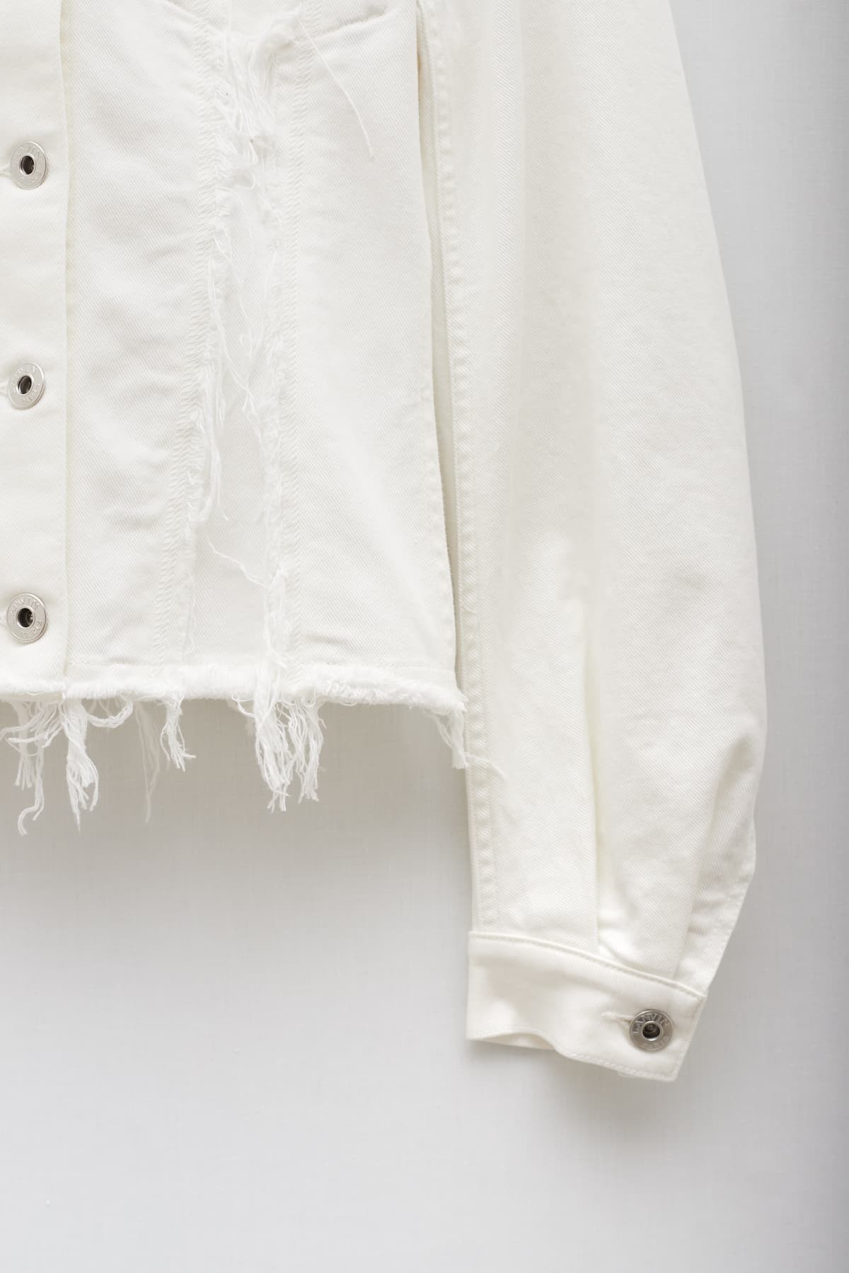 LANVIN OPTIC WHITE DENIM FITTED JACKET IAMNUE