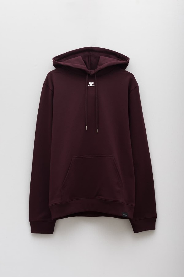 COURREGES BURGUNDY FLEECE LOGO HOODIE IAMNUE