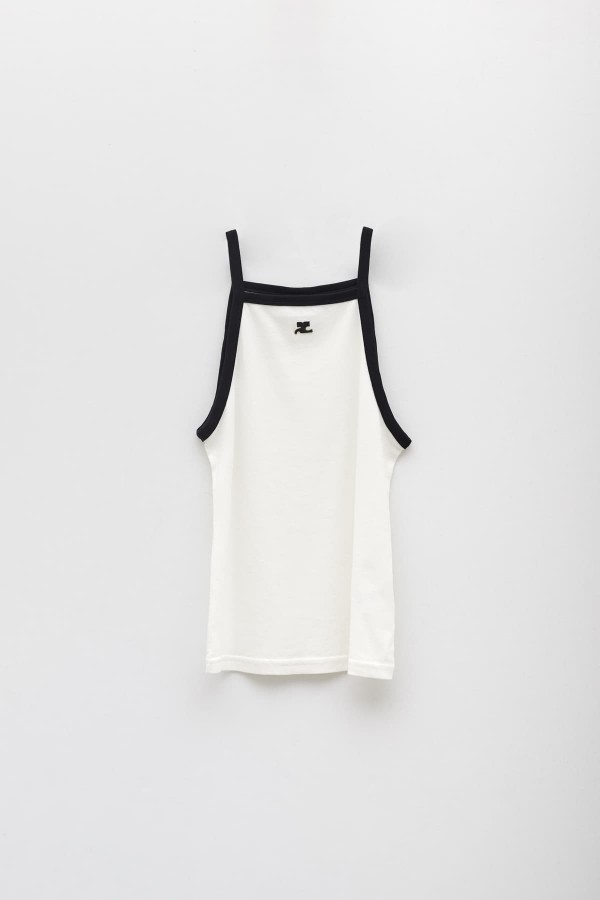 COURREGES HERITAGE WHITE BLACK NECKLINE TANK TOP IAMNUE