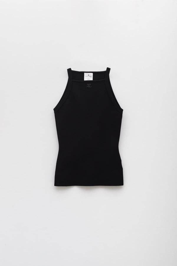 COURREGES BLACK NECKLINE MILANO KNIT TANK TOP IAMNUE