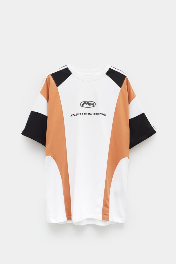 MARTINE ROSE WHITE PANELLED OVERSIZED T- SHIRT IAMNUE