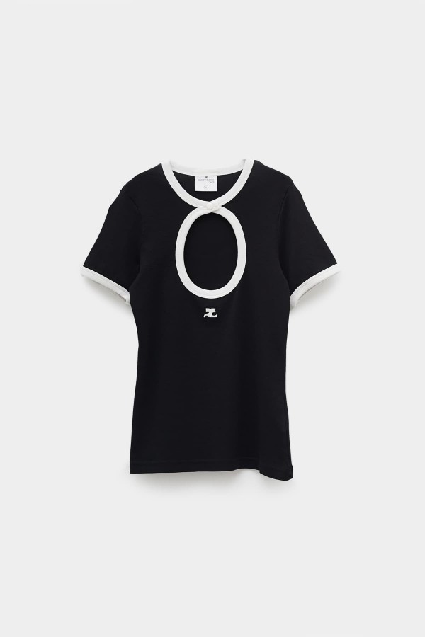 COURREGES BLACK CIRCLE CONTRAST T-SHIRT IAMNUE