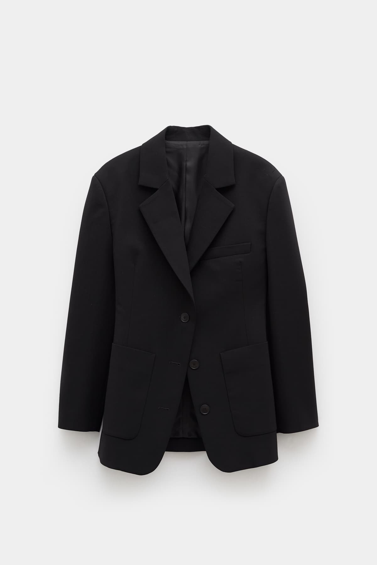 LANVIN BLACK WAISTED SINGLE BREASTED JACKET IAMNUE