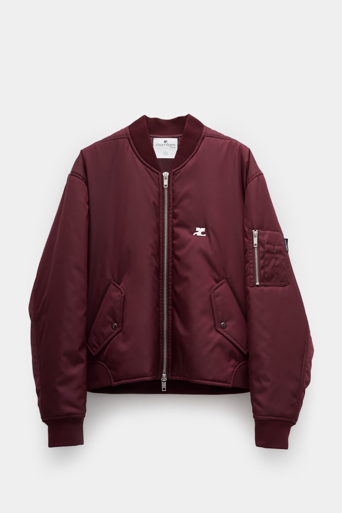 COURREGES BURGUNDY EMBROIDERED BOMBER JACKET IAMNUE