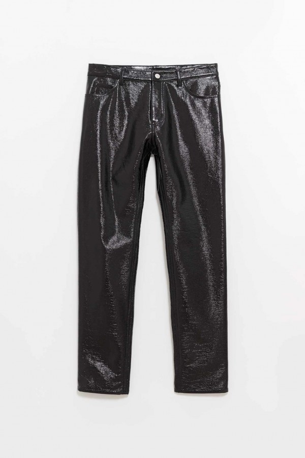 COURREGES BLACK REEDITION 5 POCKET VINYL PANTS IAMNUE