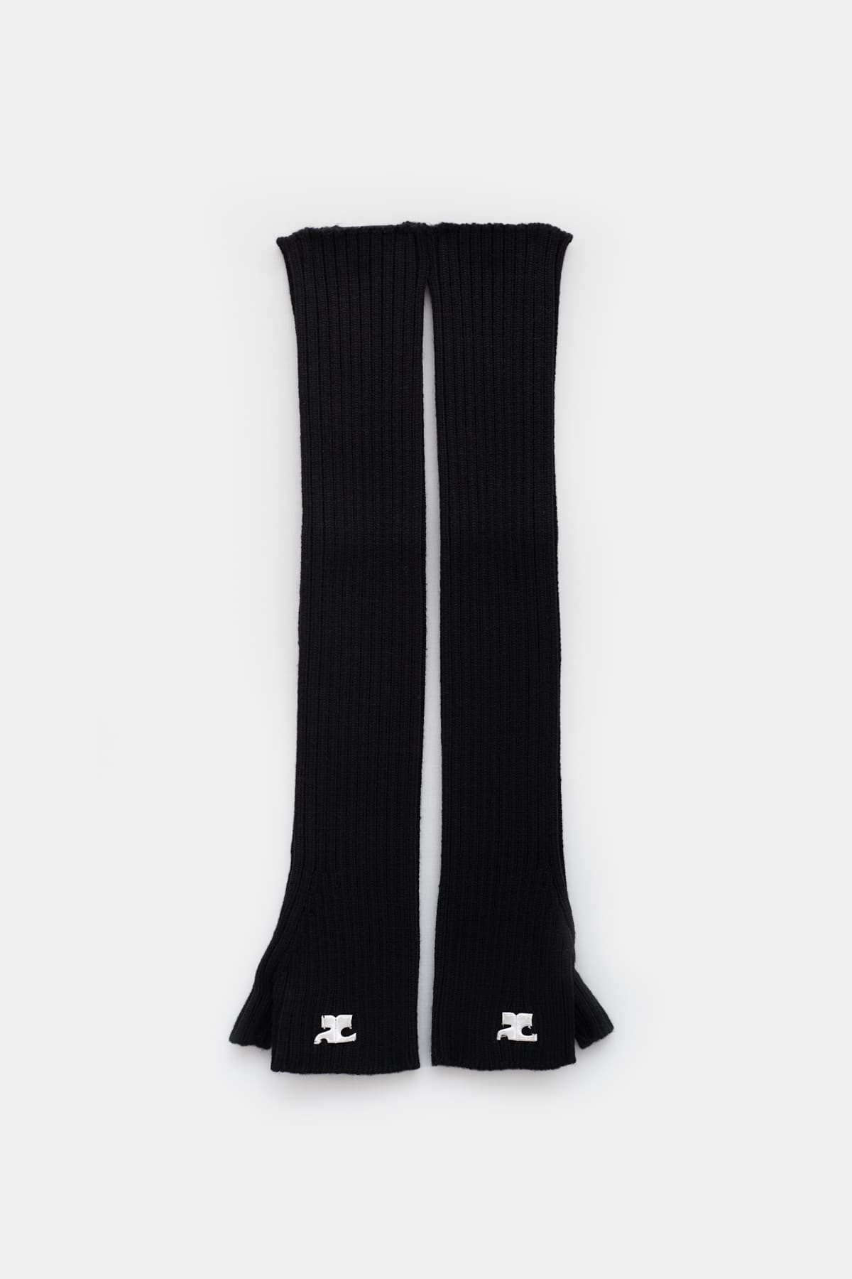 COURREGES BLACK AC RIB KNIT WOOL MITTENS IAMNUE