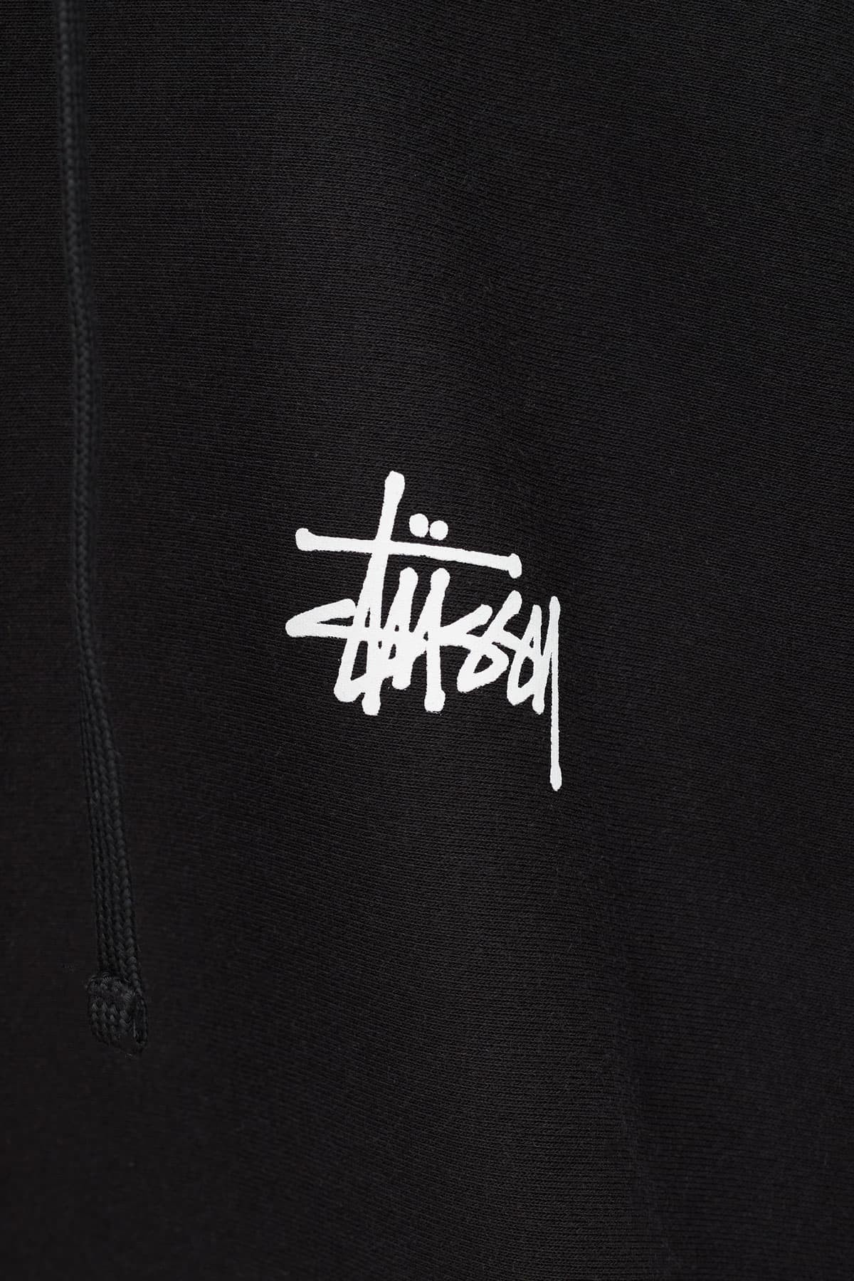 STUSSY BLACK BASIC PIG DYED HOODIE IAMNUE