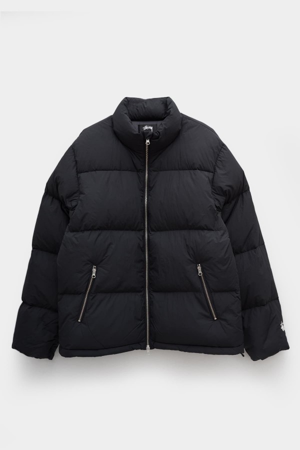STUSSY BLACK NYLON DOWN PUFFER JACKET IAMNUE