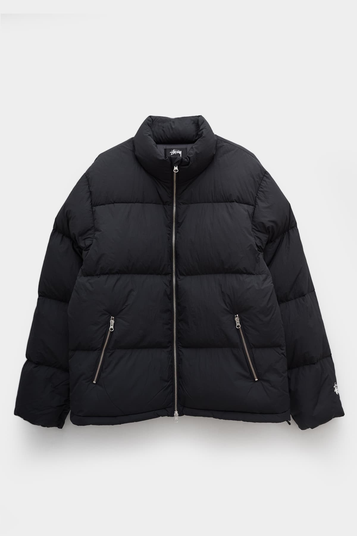 STUSSY BLACK NYLON DOWN PUFFER JACKET IAMNUE