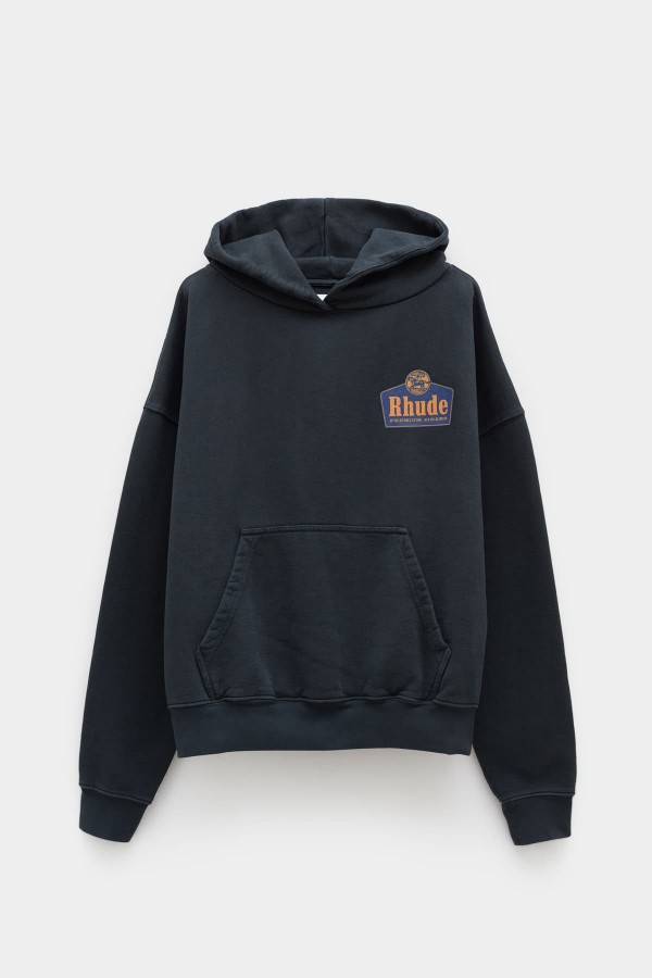 RHUDE VINTAGE BLACK GRAND CRU HOODIE IAMNUE