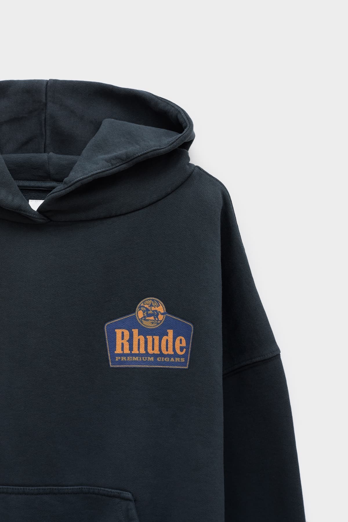 RHUDE VINTAGE BLACK GRAND CRU HOODIE IAMNUE