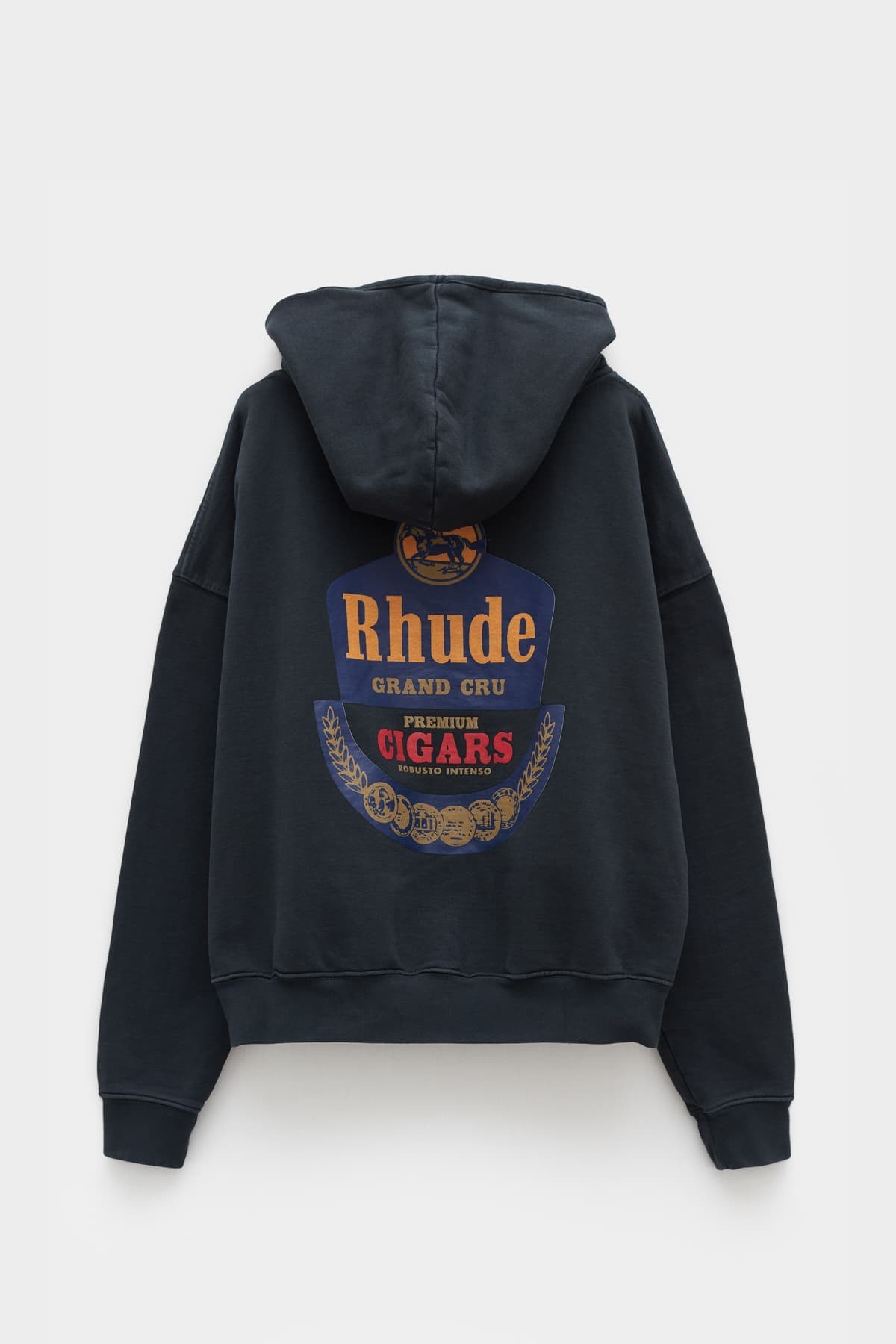 RHUDE VINTAGE BLACK GRAND CRU HOODIE IAMNUE