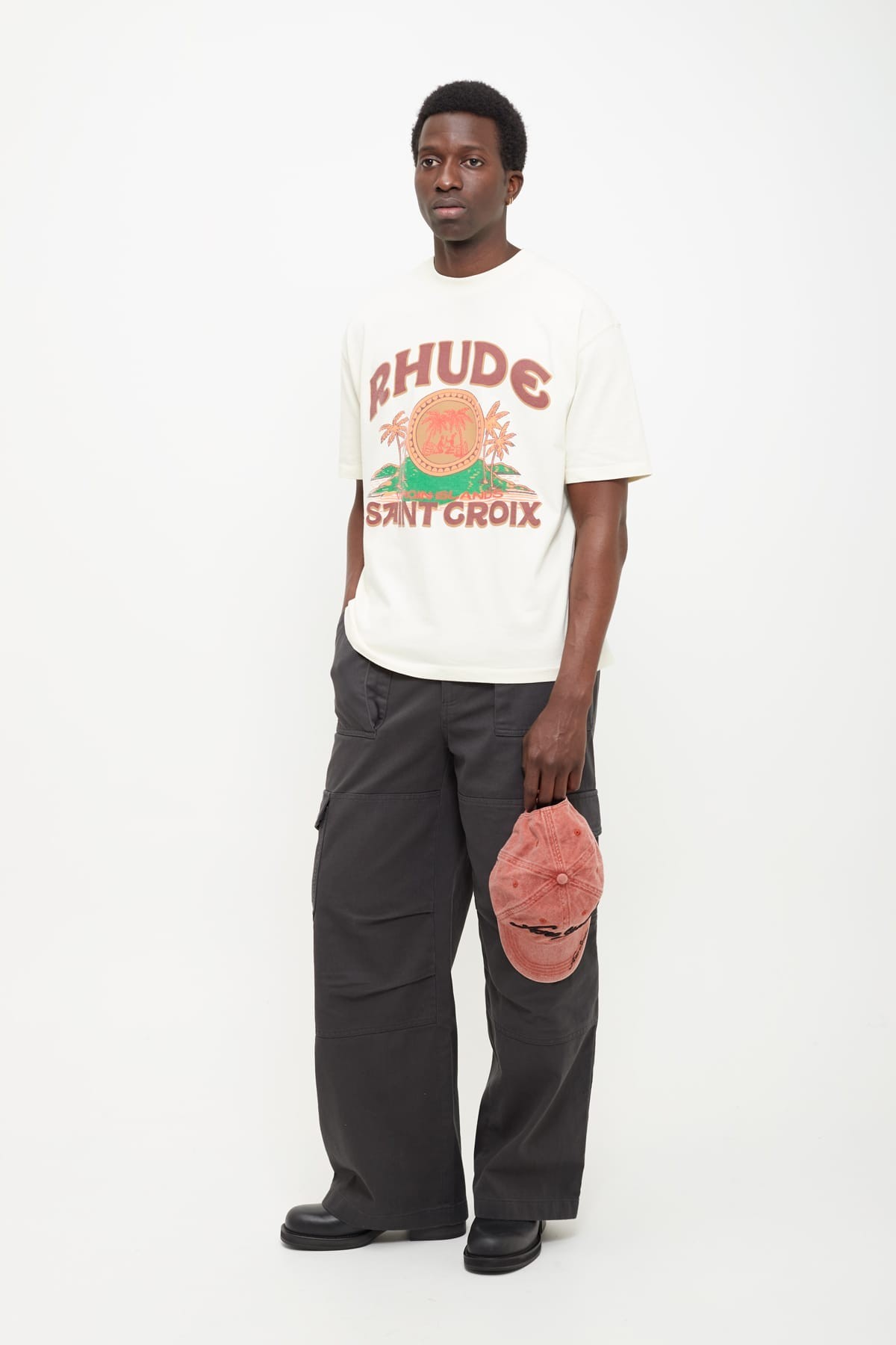 RHUDE VINTAGE WHITE SAINT CROIX T-SHIRT IAMNUE
