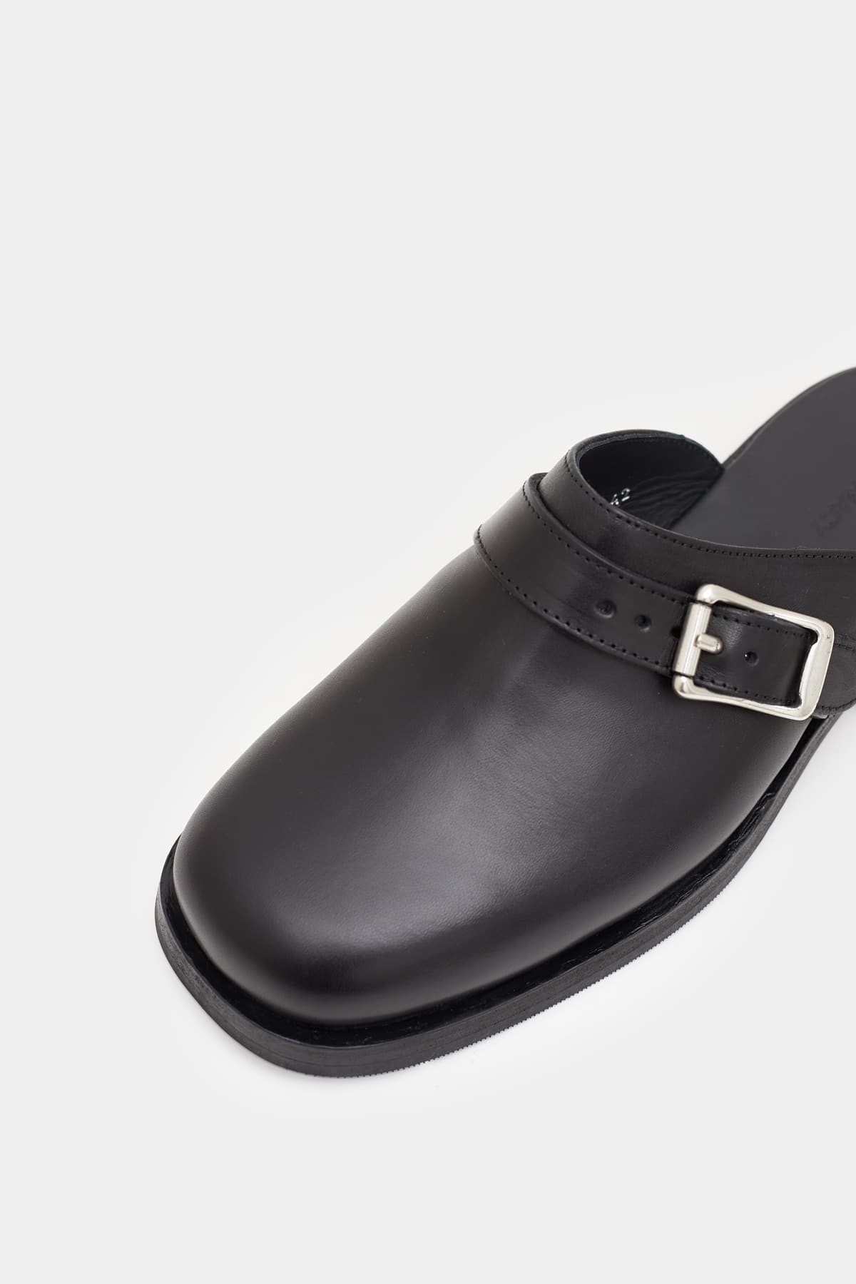 OUR LEGACY BLACK LEATHER CAMION MULE IAMNUE