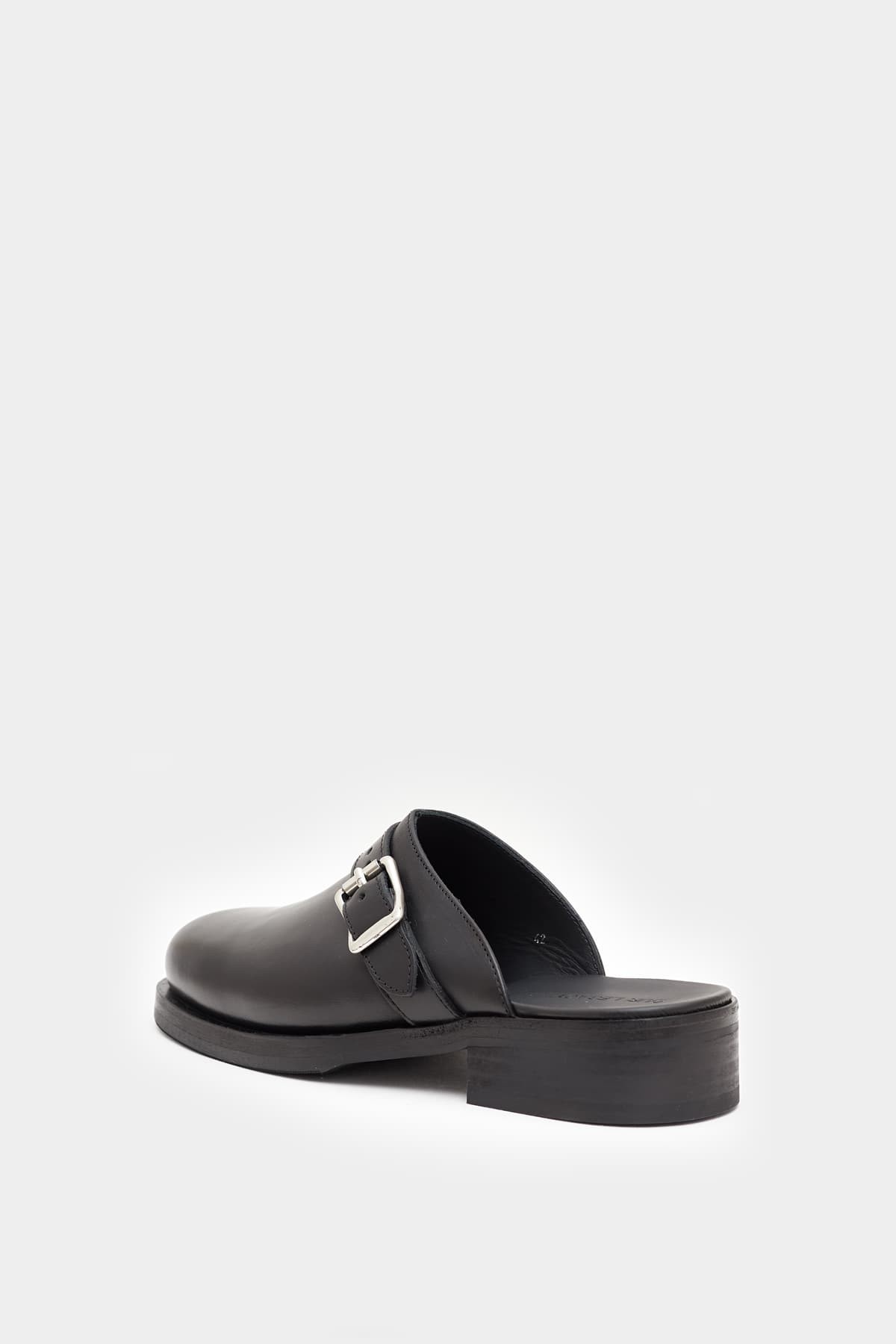 OUR LEGACY BLACK LEATHER CAMION MULE IAMNUE