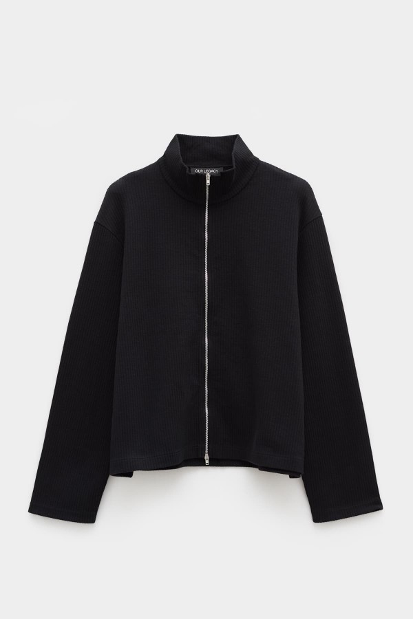 OUR LEGACY BLACK RIB SHRUNKEN FULLZIP POLO JACKET IAMNUE