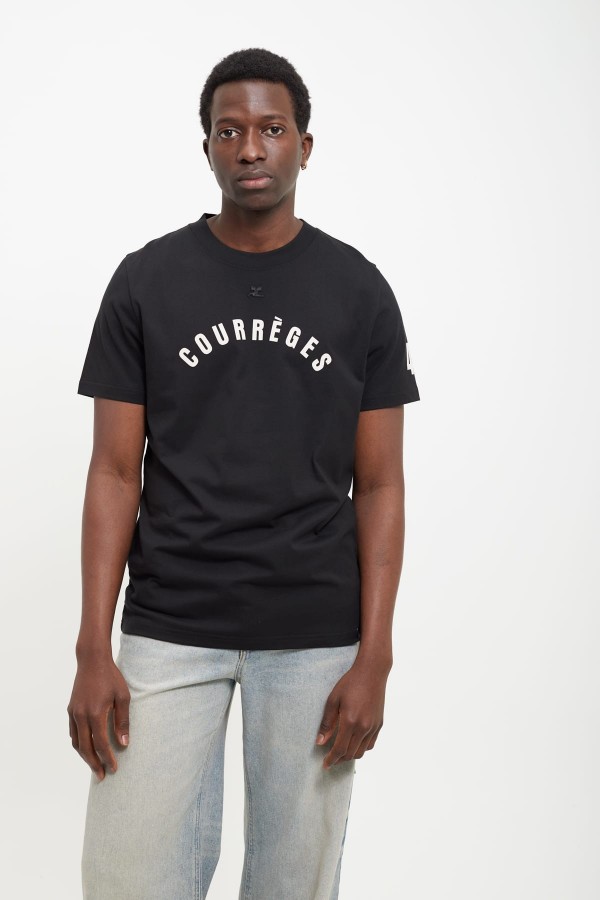COURREGES BLACK AC STRAIGHT PRINTED T-SHIRT IAMNUE