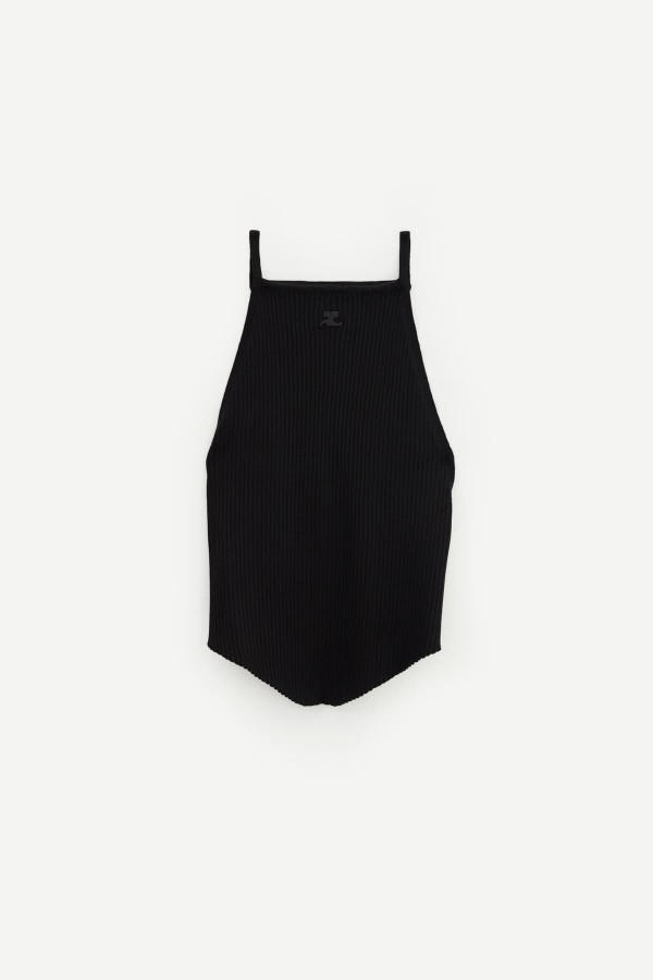COURREGES BLACK HOLISTIC RIB KNIT TANK TOP IAMNUE