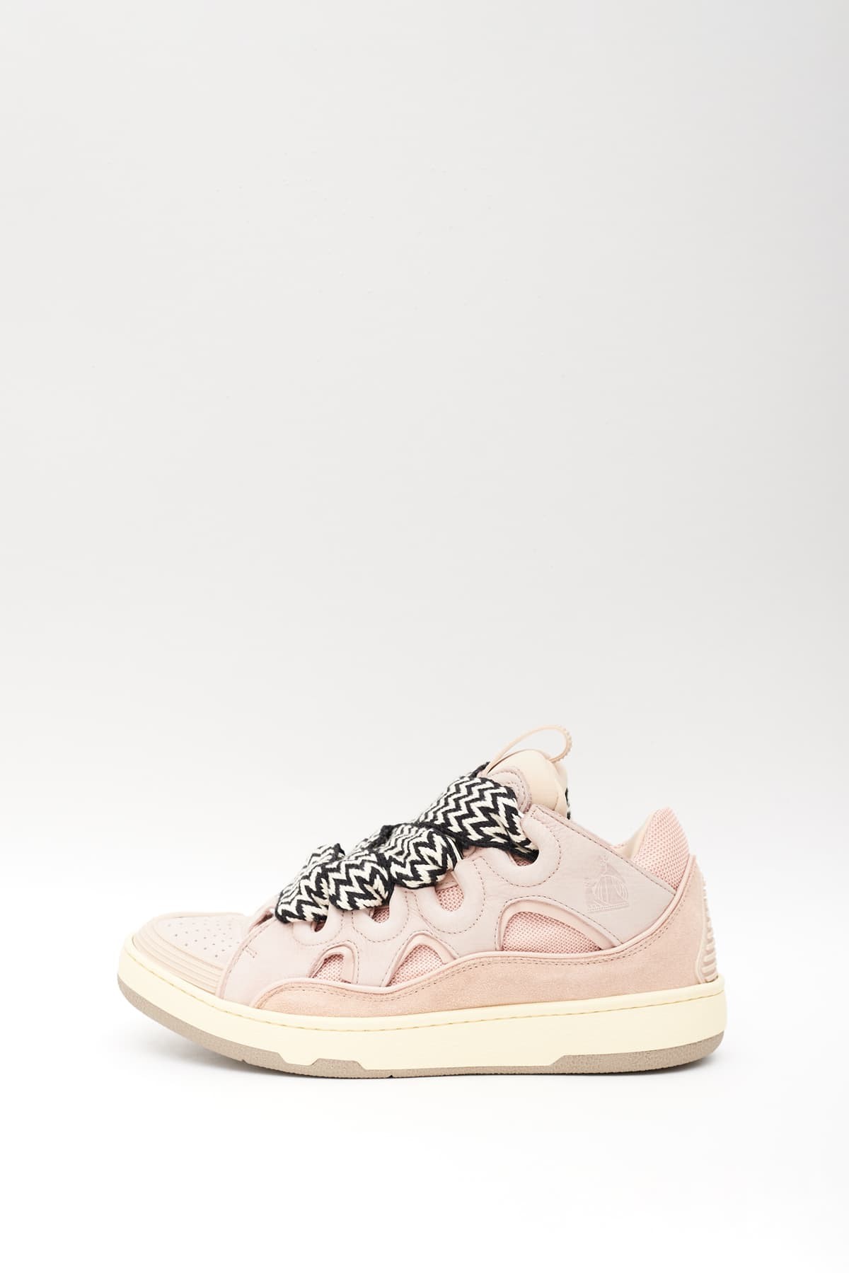 LANVIN PINK LEATHER CURB SNEAKERS IAMNUE