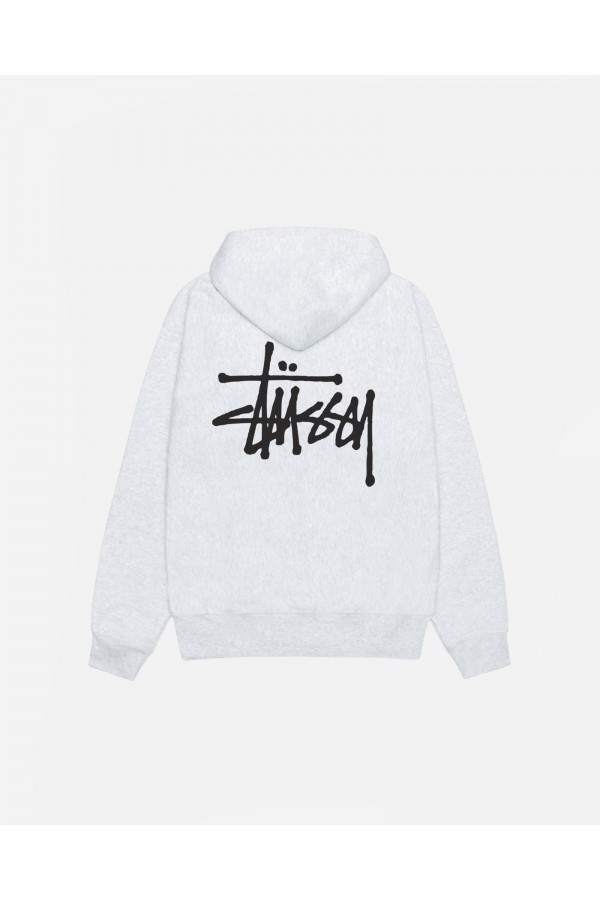 STUSSY ASH HEATHER BASIC HOODIE IAMNUE
