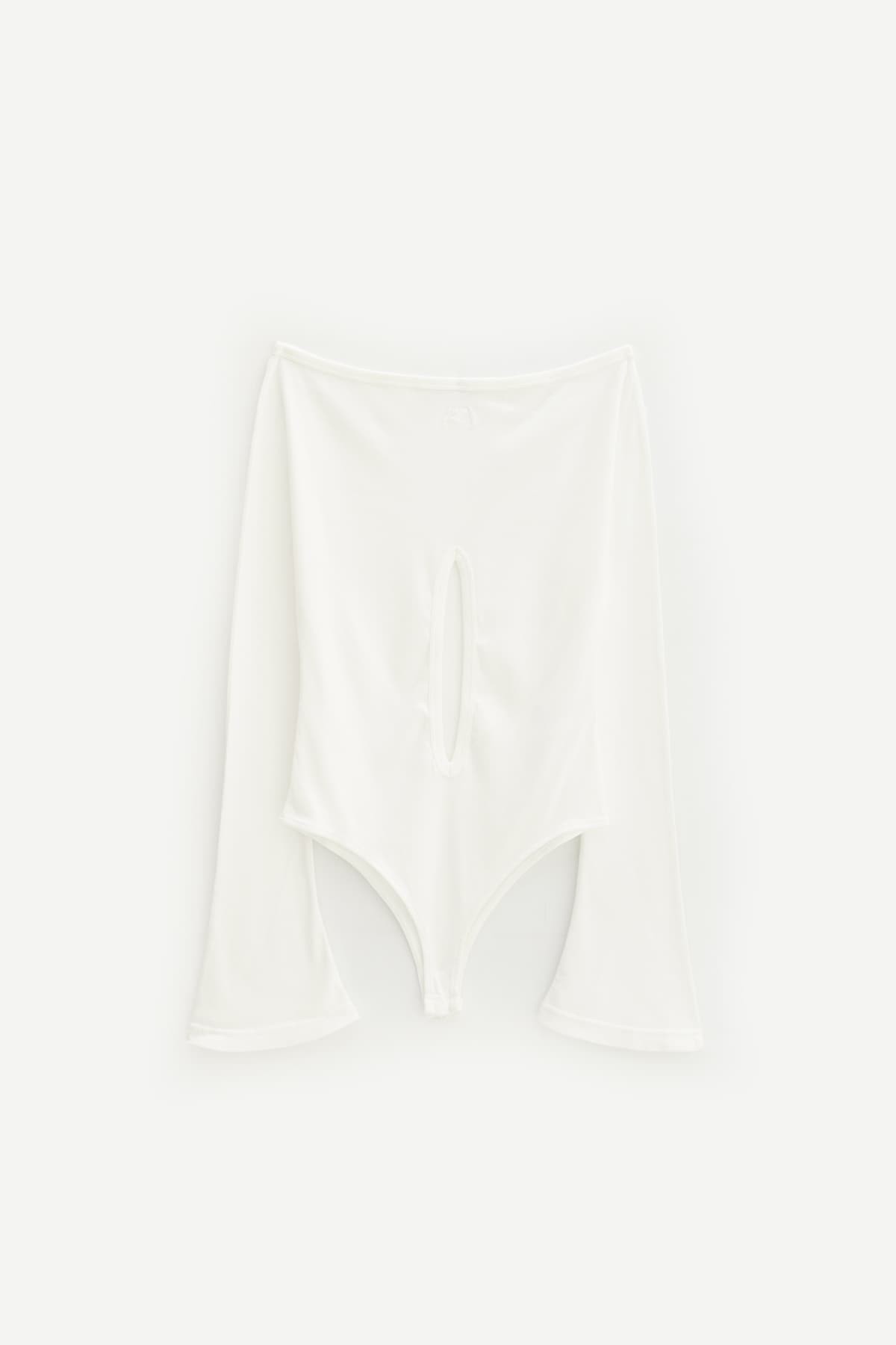 COURREGES HERITAGE WHITE DROP JERSEY BODYSUIT IAMNUE