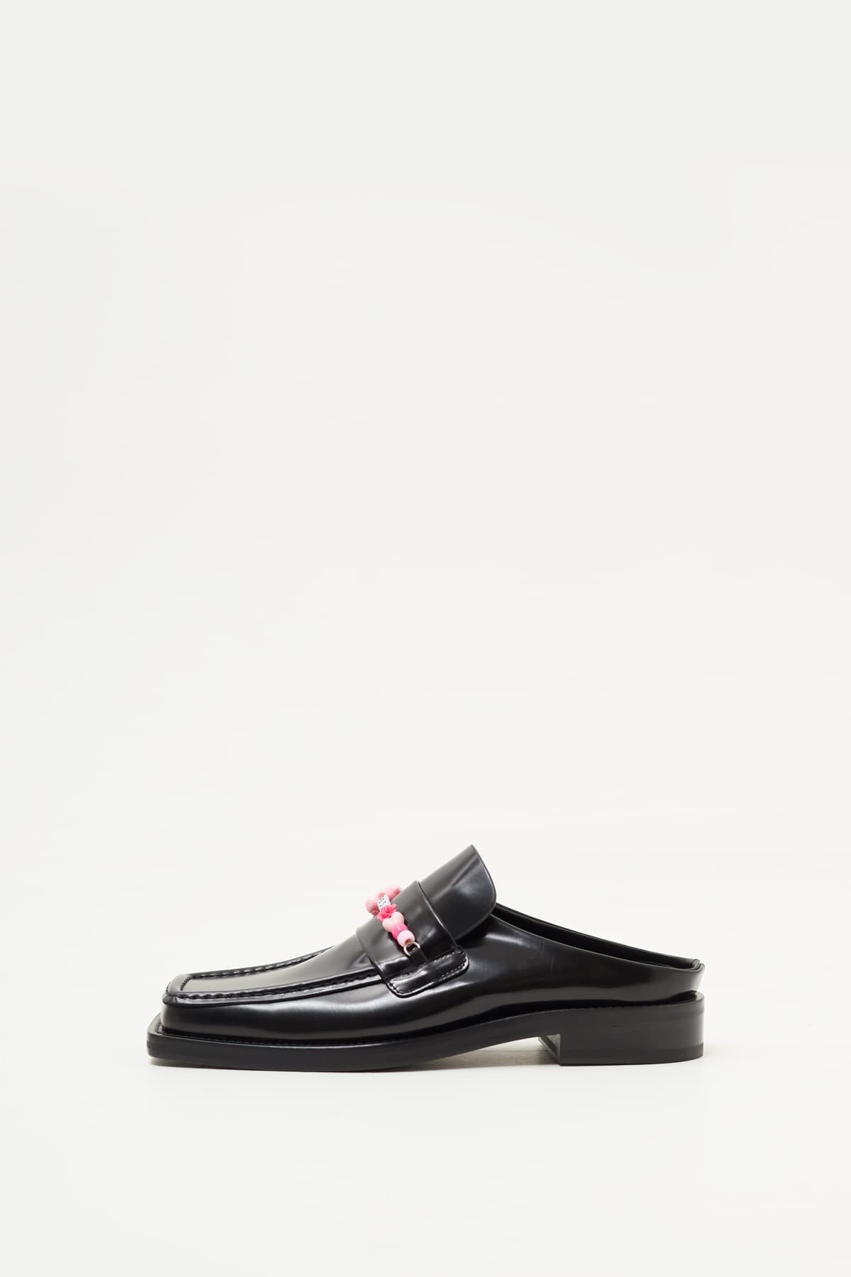 MARTINE ROSE BLACK BEADED SQUARE TOE MULE IAMNUE