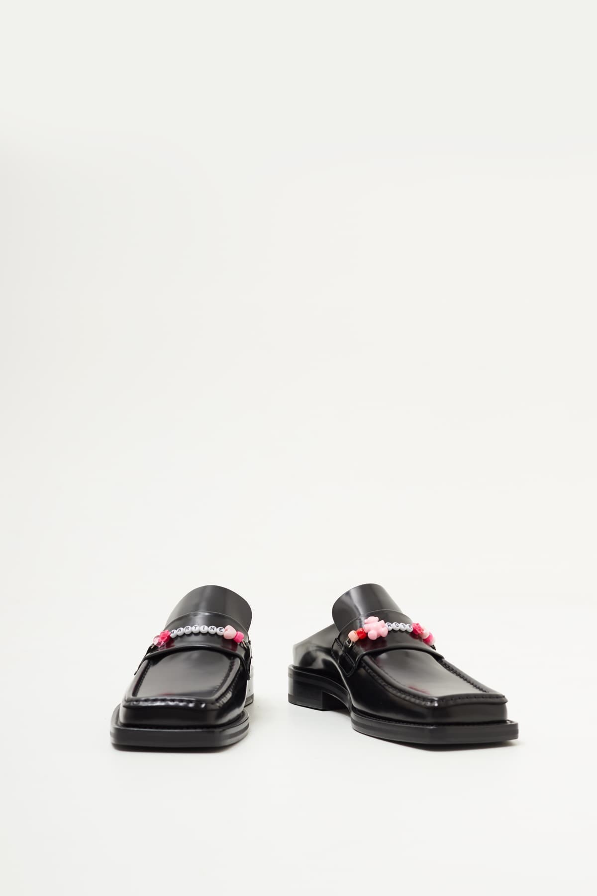 MARTINE ROSE BLACK BEADED SQUARE TOE MULE IAMNUE