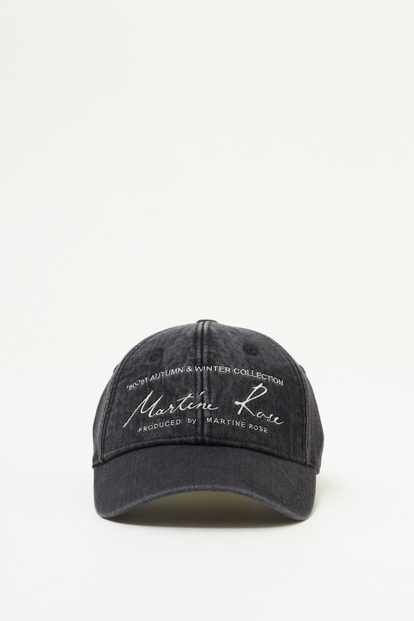MARTINE ROSE WASHED BLACK SIGNATURE CAP IAMNUE