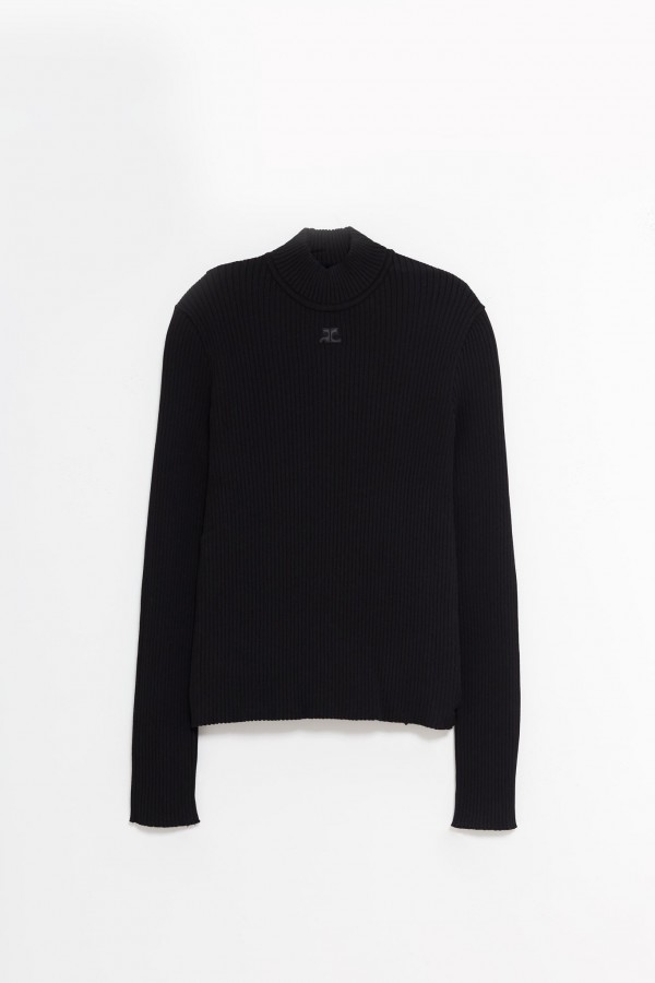 COURREGES BLACK REEDITION MOCKNECK SWEATER IAMNUE