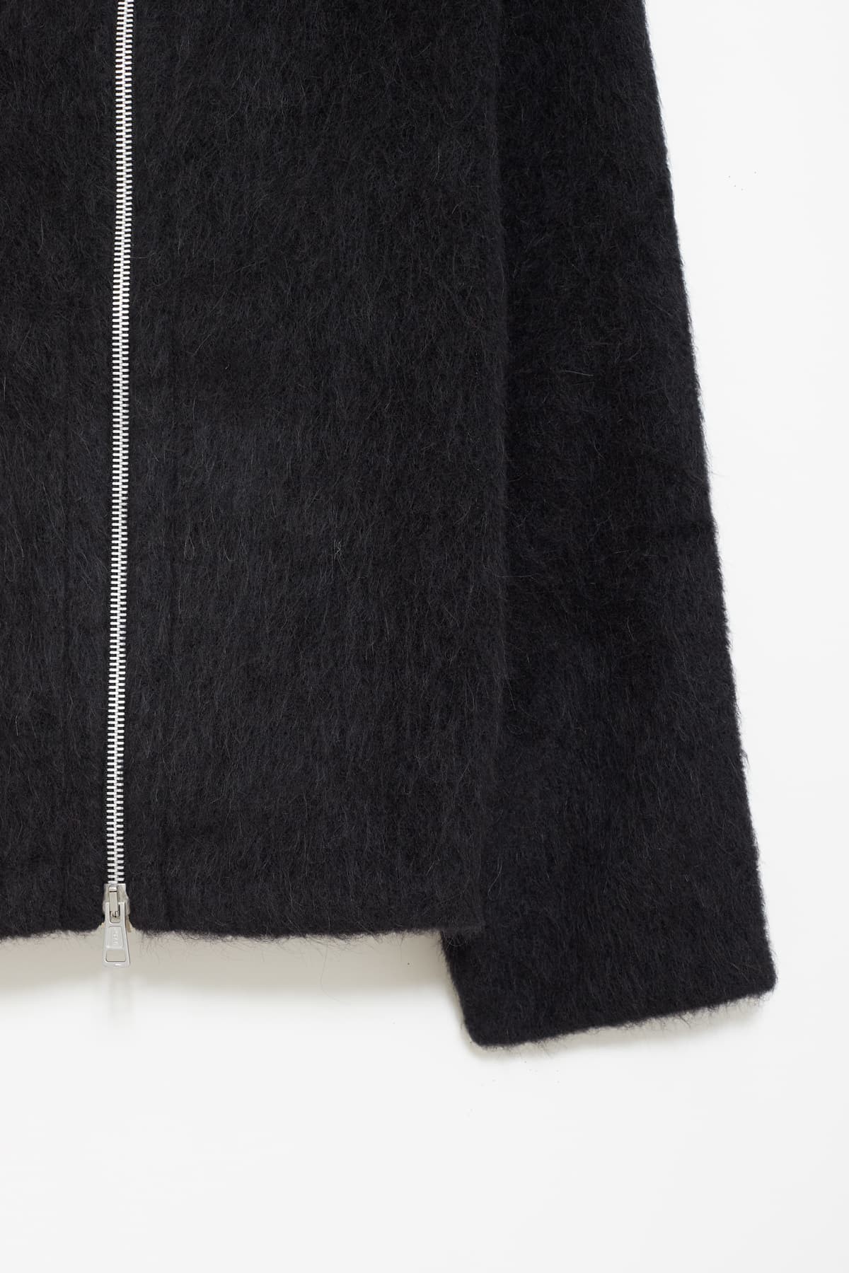 OUR LEGACY BLACK HAIRY WOOL FULL ZIP HOODIE CARDIGAN IAMNUE