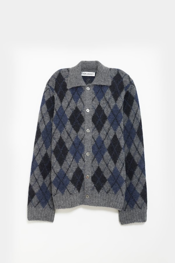 OUR LEGACY SOFT DUKE ARGYLE EVENING POLO CARDIGAN IAMNUE