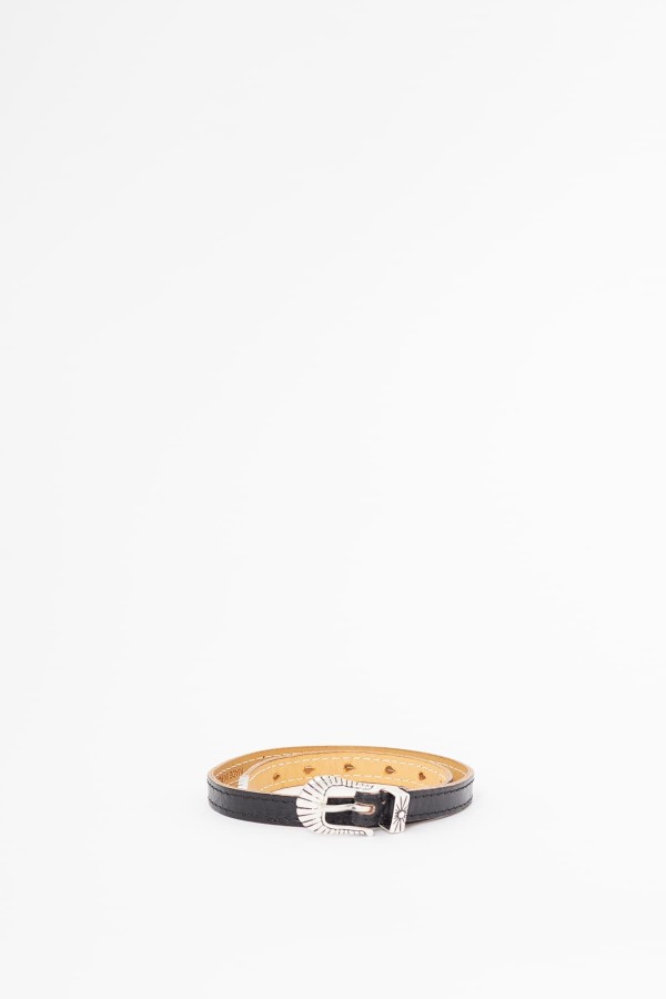 OUR LEGACY DEEP BLACK COWBOY WRAP AROUND LEATHER WRISTBAND IAMNUE