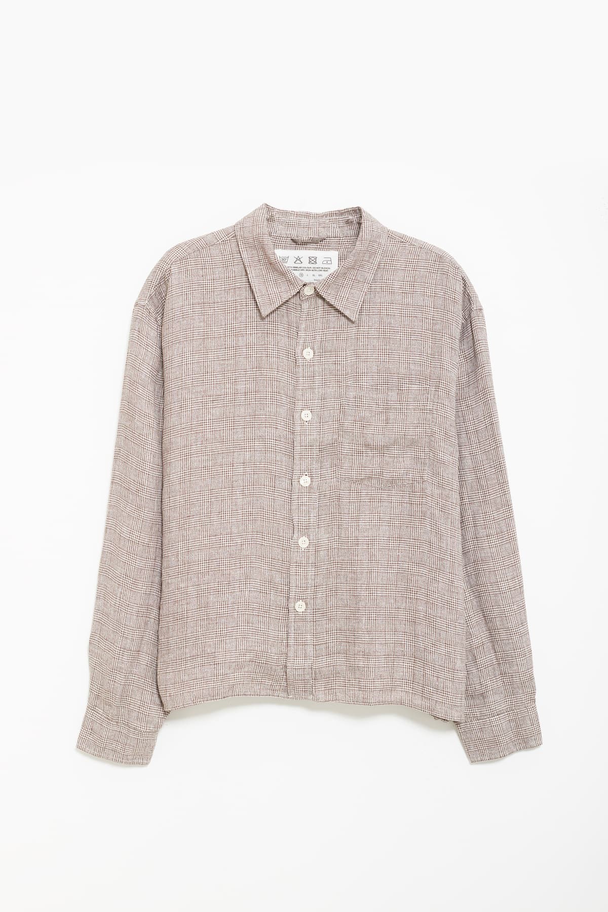 MFPEN BROWN LINEN CHECK PRIORITY SHIRT IAMNUE
